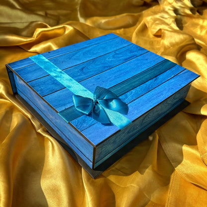 Classy Hamper Box with Frame and Chocolates (Blue Theme)